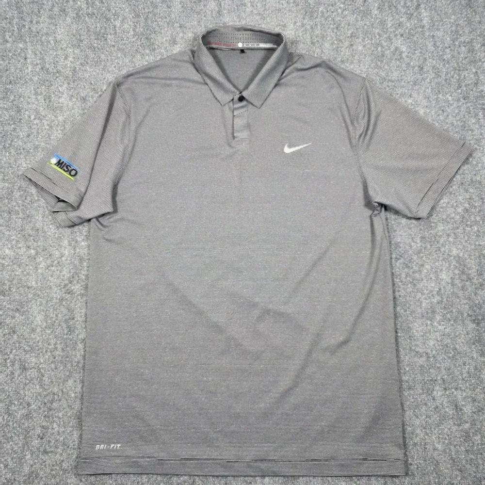 Nike Tiger Woods Collection TW Control Stripe Polo Mens M Gray 648719-010 Golf